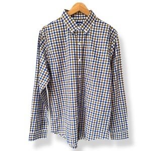 Lands' End Blue and Gold Casual Button Down Shirt | Medium | 100% Cotton | $22